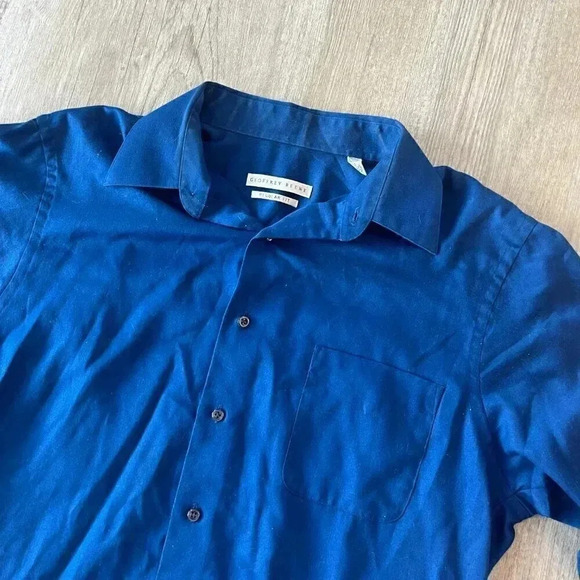 Mens Geoffrey Beene Blue Regular Fit Button Up Large 16 34/35 - Picture 2 of 6